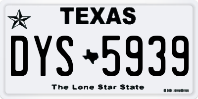 TX license plate DYS5939