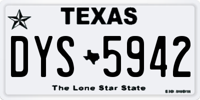 TX license plate DYS5942