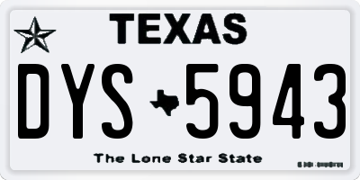 TX license plate DYS5943