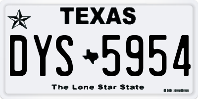 TX license plate DYS5954