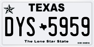 TX license plate DYS5959