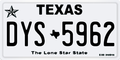 TX license plate DYS5962