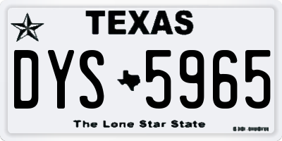 TX license plate DYS5965