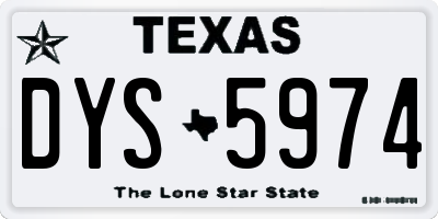 TX license plate DYS5974