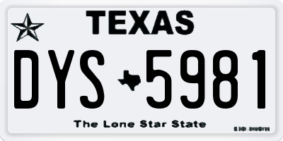 TX license plate DYS5981