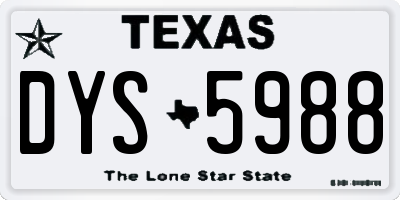 TX license plate DYS5988