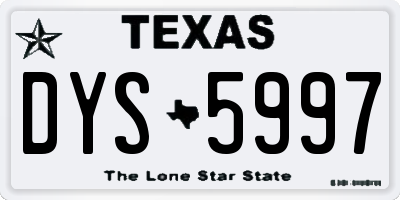 TX license plate DYS5997