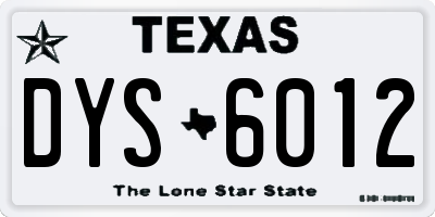 TX license plate DYS6012