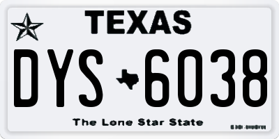 TX license plate DYS6038