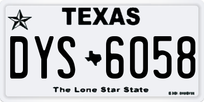 TX license plate DYS6058