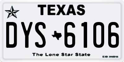 TX license plate DYS6106