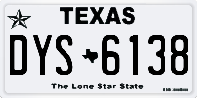 TX license plate DYS6138