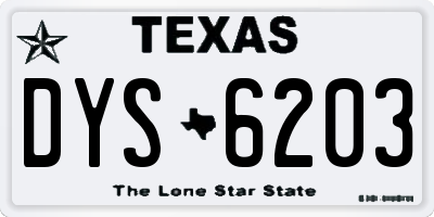 TX license plate DYS6203