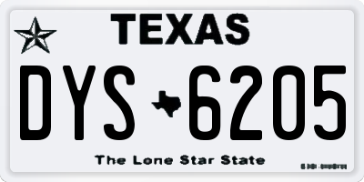 TX license plate DYS6205
