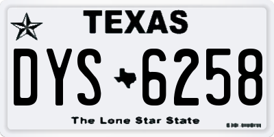 TX license plate DYS6258
