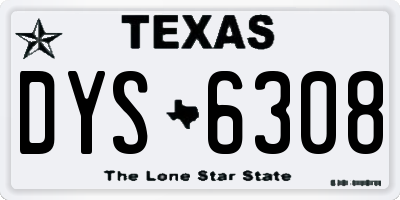 TX license plate DYS6308