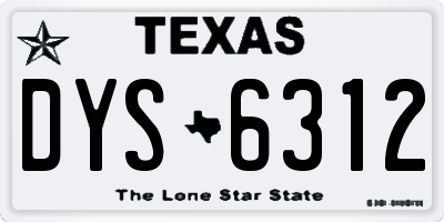 TX license plate DYS6312