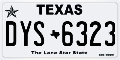 TX license plate DYS6323