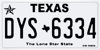 TX license plate DYS6334