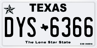 TX license plate DYS6366