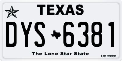 TX license plate DYS6381