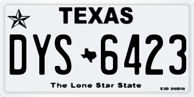 TX license plate DYS6423