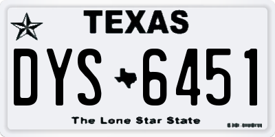 TX license plate DYS6451