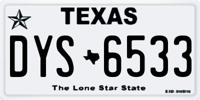 TX license plate DYS6533