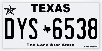 TX license plate DYS6538