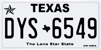 TX license plate DYS6549