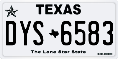 TX license plate DYS6583