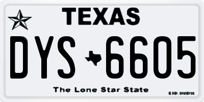 TX license plate DYS6605