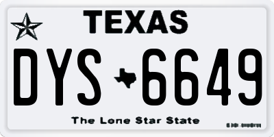 TX license plate DYS6649
