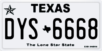 TX license plate DYS6668