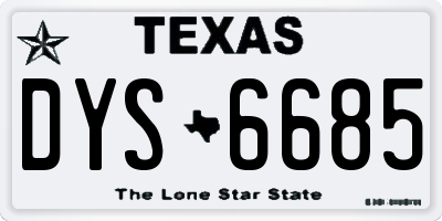 TX license plate DYS6685