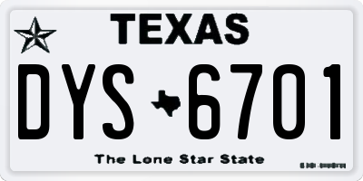 TX license plate DYS6701