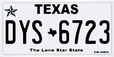 TX license plate DYS6723