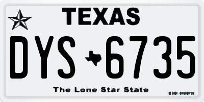 TX license plate DYS6735
