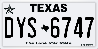 TX license plate DYS6747