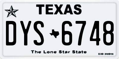 TX license plate DYS6748