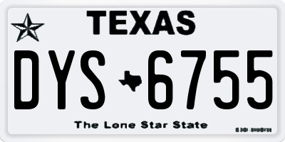 TX license plate DYS6755