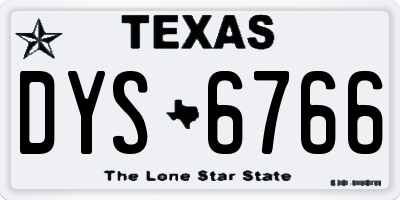 TX license plate DYS6766