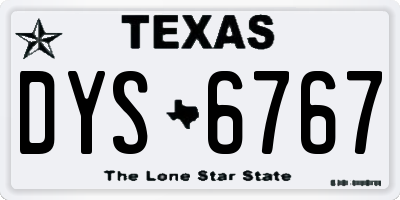 TX license plate DYS6767