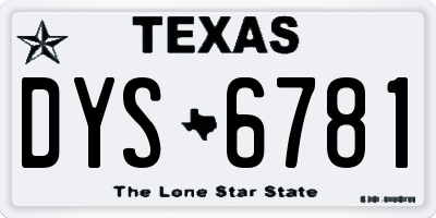 TX license plate DYS6781