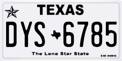 TX license plate DYS6785