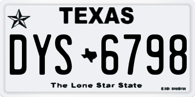 TX license plate DYS6798