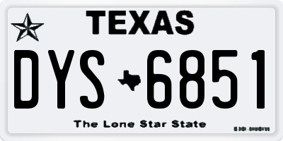 TX license plate DYS6851