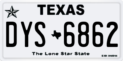 TX license plate DYS6862