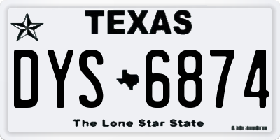 TX license plate DYS6874