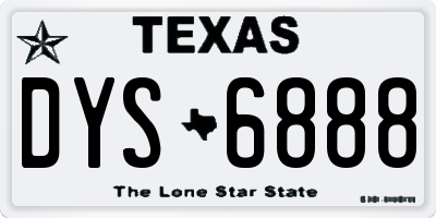 TX license plate DYS6888